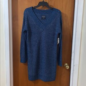Abercrombie Blue Long Sleeve V Neck Sweater Dress